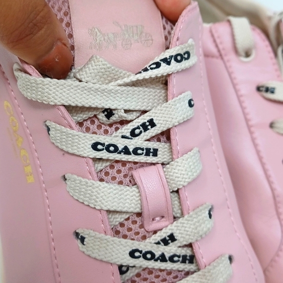 COACH Clip Leather Low-top Light Pink Sneakers - Picture 5 of 7